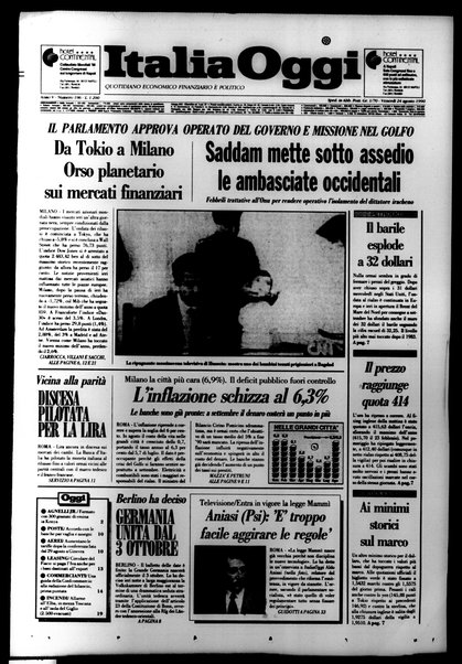 Italia oggi : quotidiano di economia finanza e politica